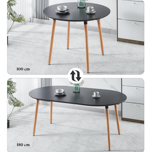 Mesa Extensible Bayona Negro | 100cm a 180cm