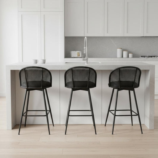 Pack 2 taburete Bar Carolla Negro 62 cm | Asiento Giratorio 360°