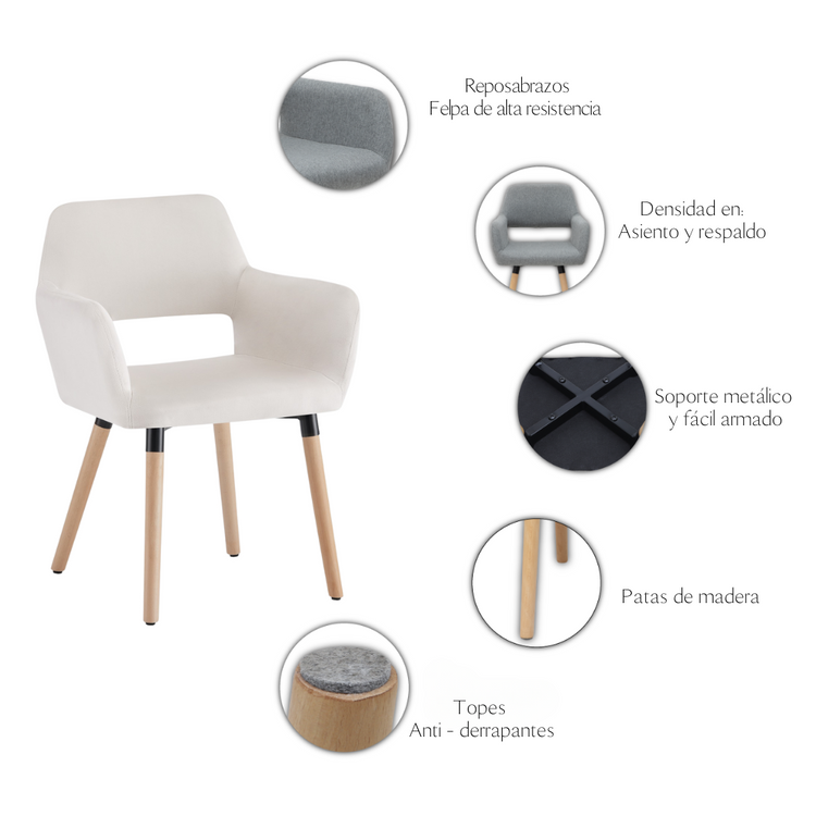 Pack 2 Sitial Boston Terciopelo Beige