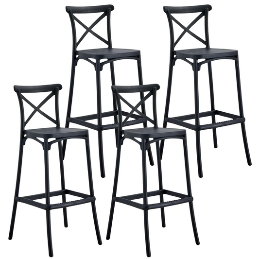 Pack 4 Taburetes Crossback Negro 65 cm | Exterior e Interior