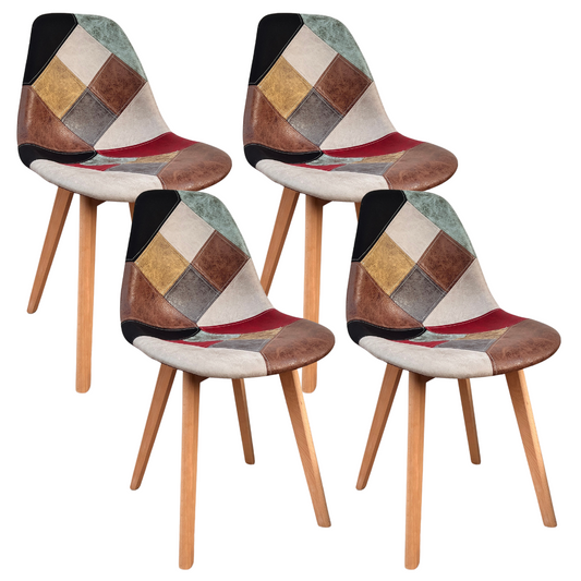 Pack 4 Silla Patchwork Da Vinci | Ecocuero Claro
