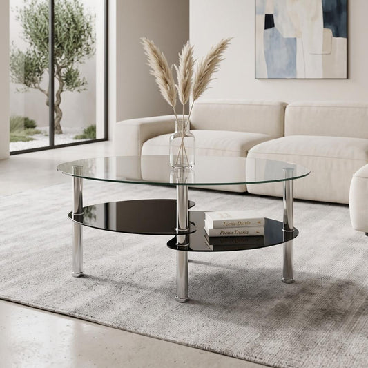 Mesa de Centro Moderna Martina con 2 Caras - Vidrio Templado