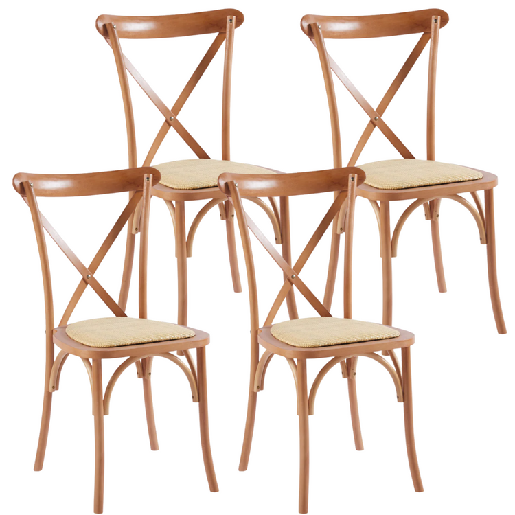 Pack 4 Silla Crossback Madera & Rattan | Natural