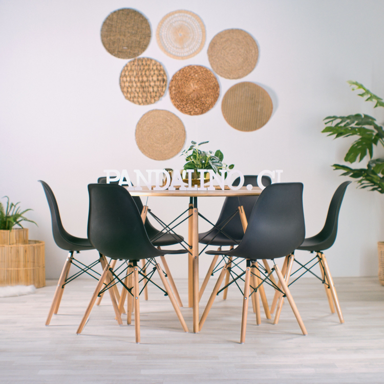 Comedor Mesa Shanna 120cm + 6 Sillas Eames Negro