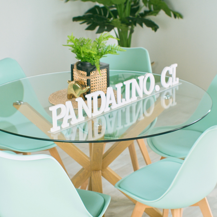 Comedor Mesa Redonda Equiz 120cm + 6 Sillas Tulip Menta