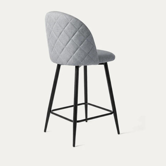 Pack 2 Taburetes de Bar Eloina 65 cm | Lino Gris y Patas de Acero Negro
