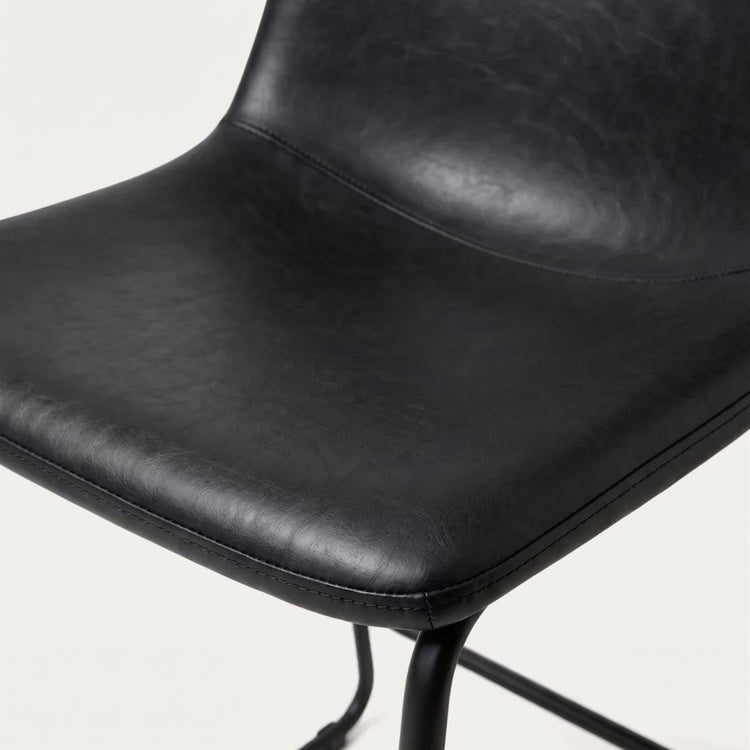 Taburete Toscana de 66cm | Cuero Sintético Negro y Base de Metal
