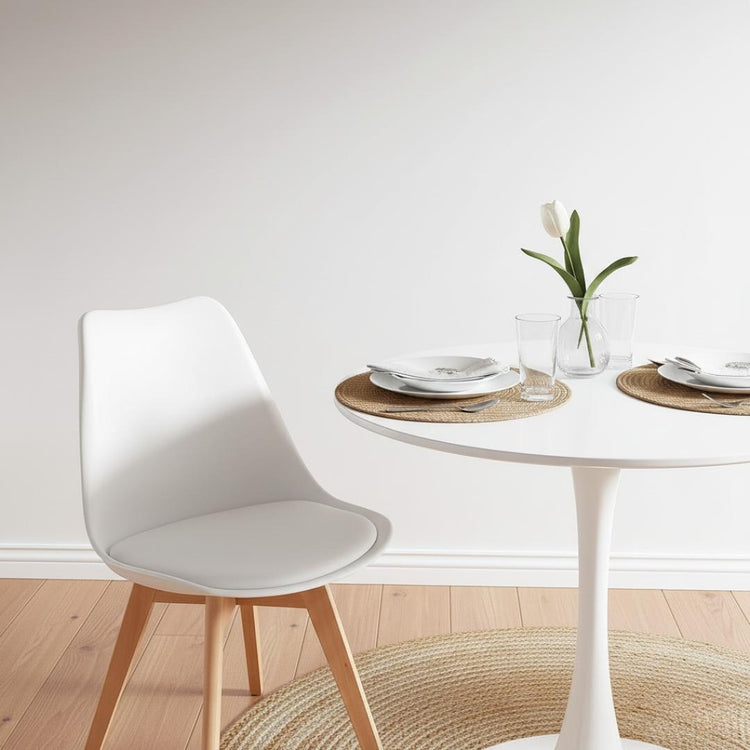 Comedor Mesa Tulip Blanca 80cm + 2 Sillas Tulip Blanca