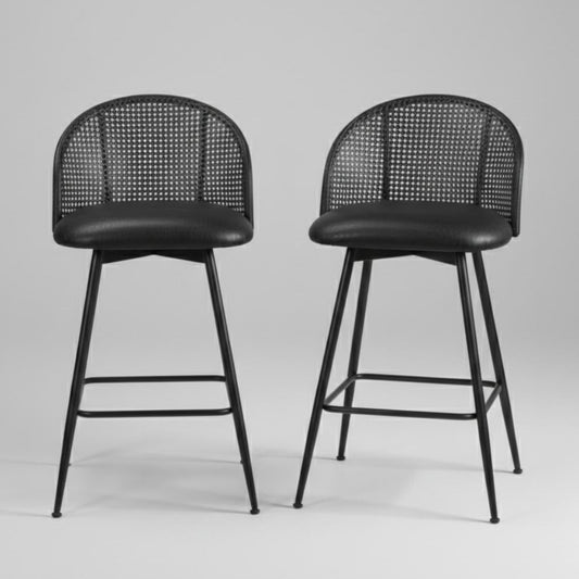 Pack 2 taburete Bar Carolla Negro 62 cm | Asiento Giratorio 360°