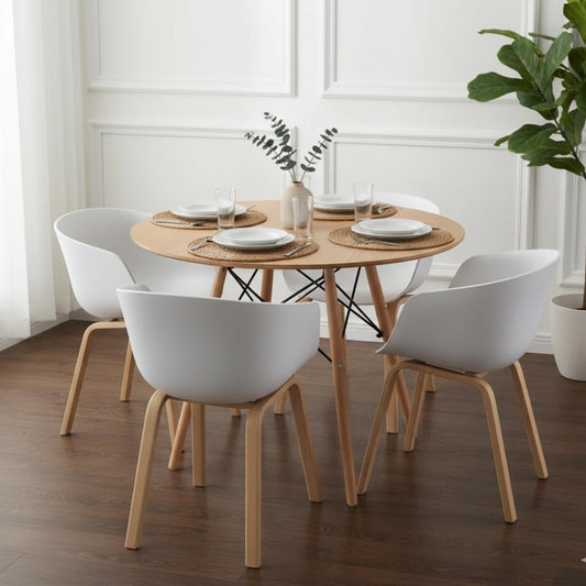 Comedor Redondo Shanna 80 cm + 4 Sillas Casper Blanco
