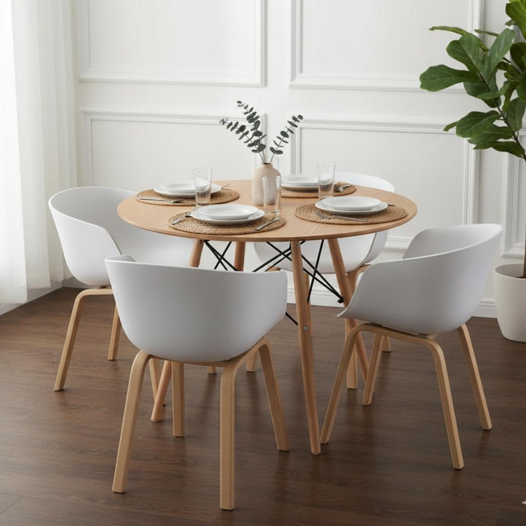 Comedor Redondo Shanna 80 cm + 4 Sillas Casper Blanco