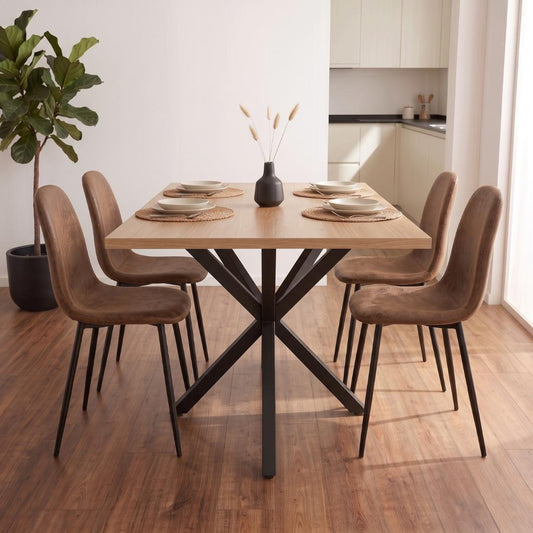 Comedor Mesa Greta Wood 140x90 | Pata Negra + 4 Silla Isidora