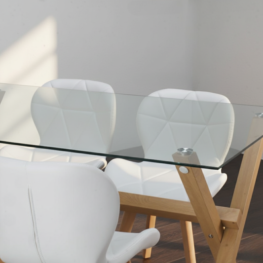 Comedor Moderno Mesa Xinia 130x80 + 4 Sillones Rubik Blanco