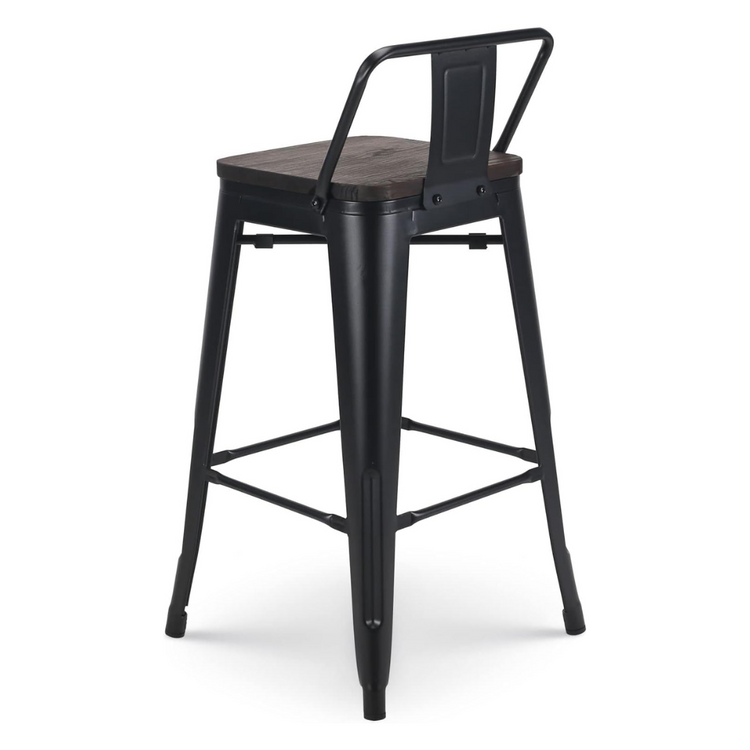 Pack 4 Taburetes de Bar Tolix Negro 77 cm (madera Oscura)| Bar| Cocina