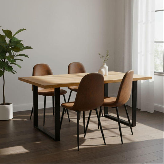 Comedor Mesa Rectangular Ámbar 140x90 + 4 Sillas Isidora