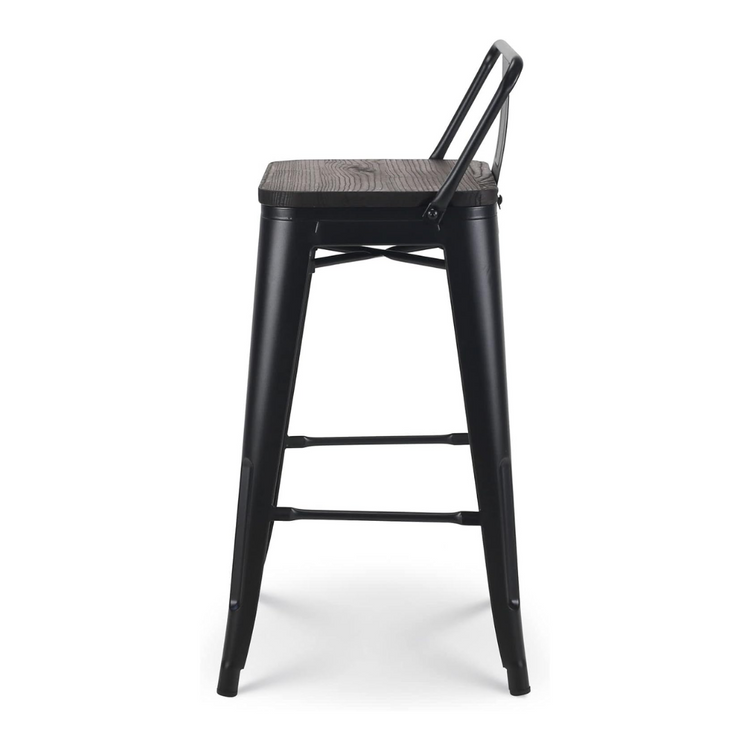 Pack 4 Taburetes de Bar Tolix Negro 77 cm (madera Oscura)| Bar| Cocina