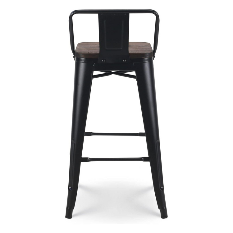 Pack 4 Taburetes de Bar Tolix Negro 77 cm (madera Oscura)| Bar| Cocina