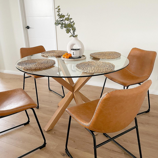 Comedor Mesa Redonda Equiz 100cm + 4 Sillas Toscana