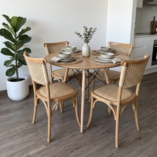 Comedor Redonda Shanna 100cm + 4 Silla Tango Wood