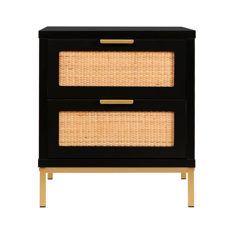 Velador Matilde Negro | Diseño Minimalista | 2 Cajones