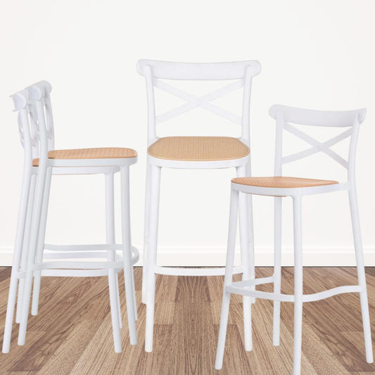 Pack 4 Taburetes Bar & Terraza Valentino 75 cm | Blanco | Exterior