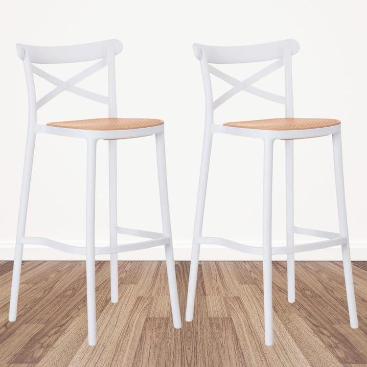 Pack 2 Taburetes Bar & Terraza Valentino 75 cm | Blanco | Exterior