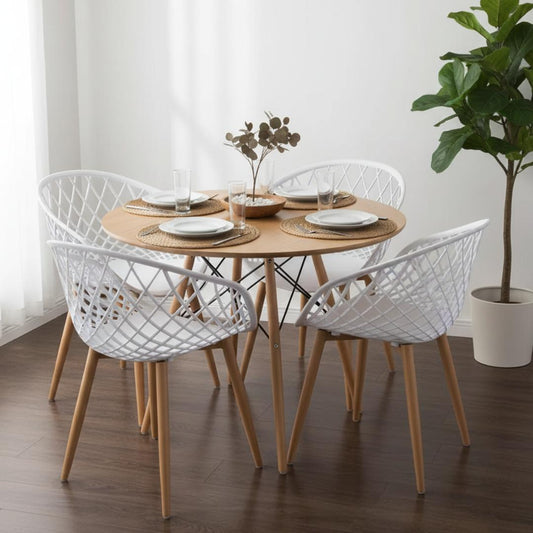 Comedor Mesa Shanna 80 cm + 4 Sillas Camper Blanca