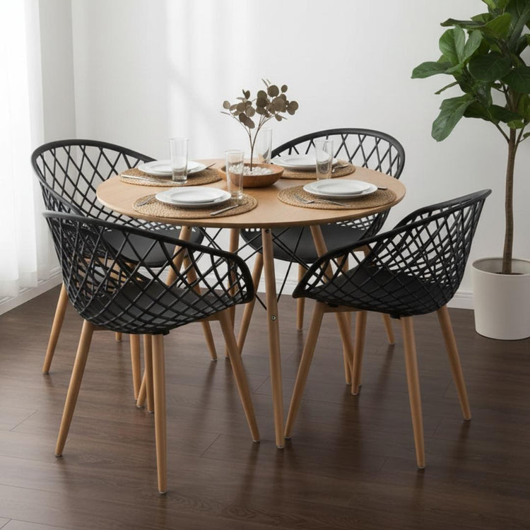 Comedor Mesa Shanna 80 cm + 4 Sillas Camper Negro