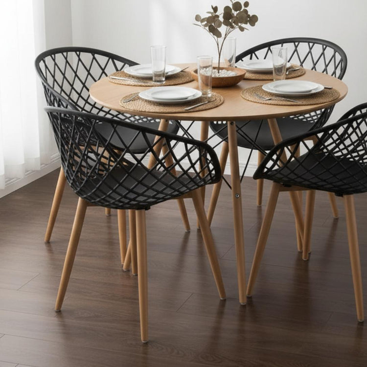 Comedor Mesa Shanna 80 cm + 4 Sillas Camper Negro