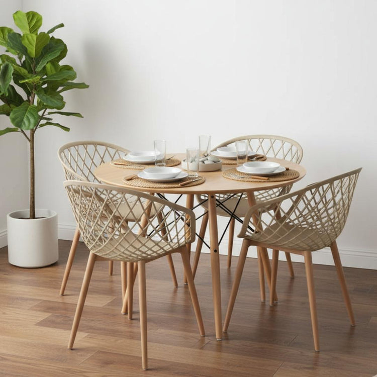 Comedor Mesa Shanna 80 cm + 4 Sillas Camper Beige