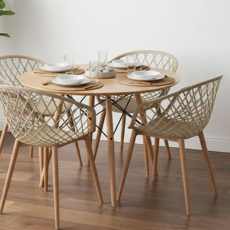 Comedor Mesa Shanna 80 cm + 4 Sillas Camper Beige