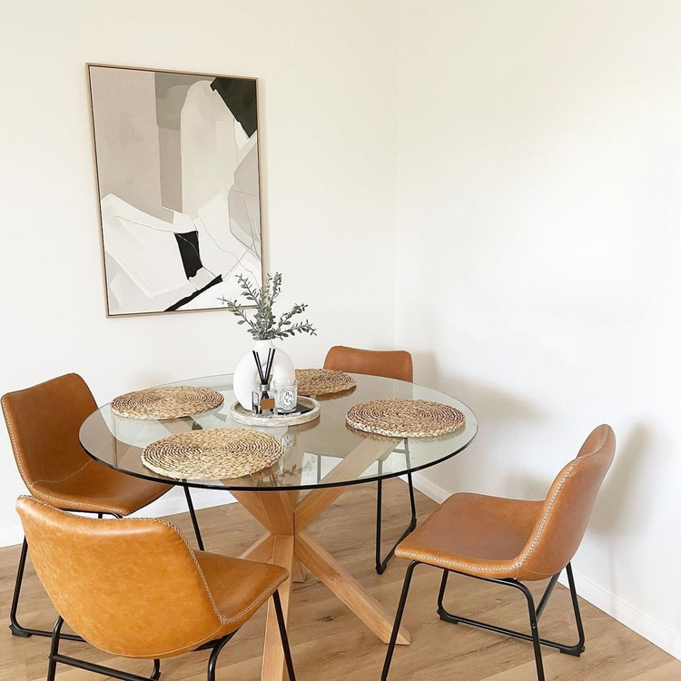 Comedor Mesa Redonda Equiz 100cm + 4 Sillas Toscana