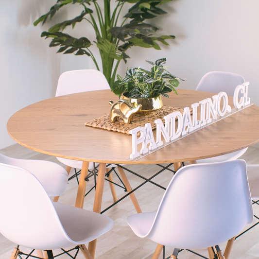 Comedor Mesa Shanna 120cm + 6 Sillas Eames Blancas