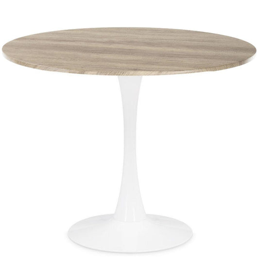Mesa Redonda Tulip 120cm | Cubierta Efecto Madera