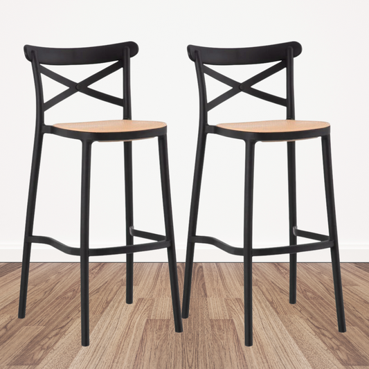 Pack 2 Taburetes Bar Valentino Negro 75 cm | Estilo Vintage | Exterior