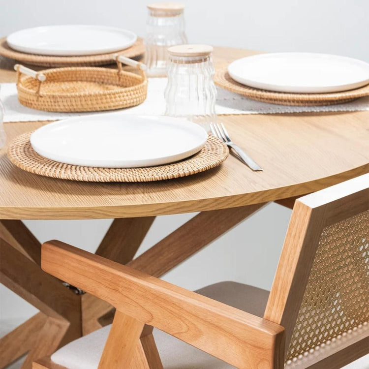 Mesa Redonda Equiz Wood 120cm | Base X | Comedor u Oficina