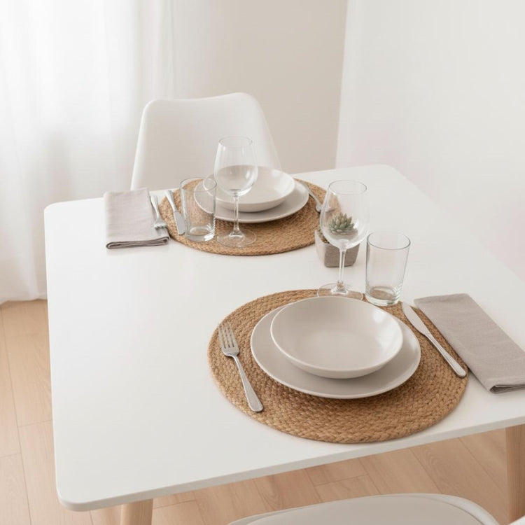 Comedor Mesa Aroa Blanca 80x80 cm + 2 Sillas Tulip Blanca