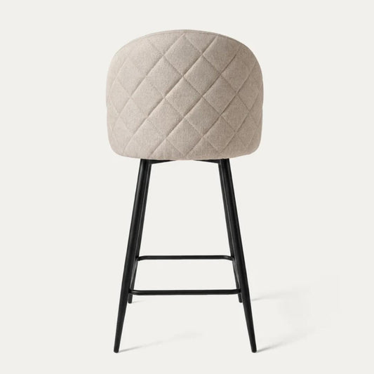 Taburete de Bar Eloina 65 cm | Lino Arena y Acero Negro