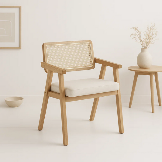 Butaca Sitial Capitol Acolchado de Rattan Natural