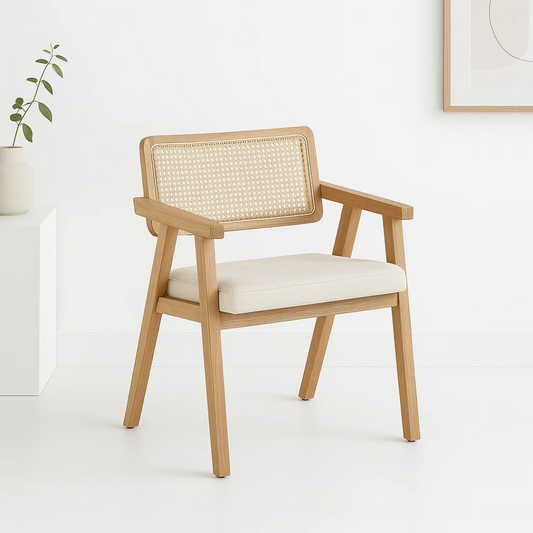 Butaca Sitial Capitol Acolchado de Rattan Natural