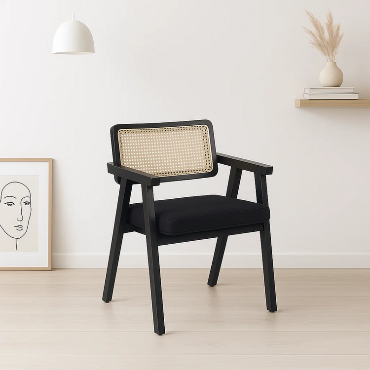 Pack 2 Butaca Sitial Capitol Acolchado de Rattan Negro