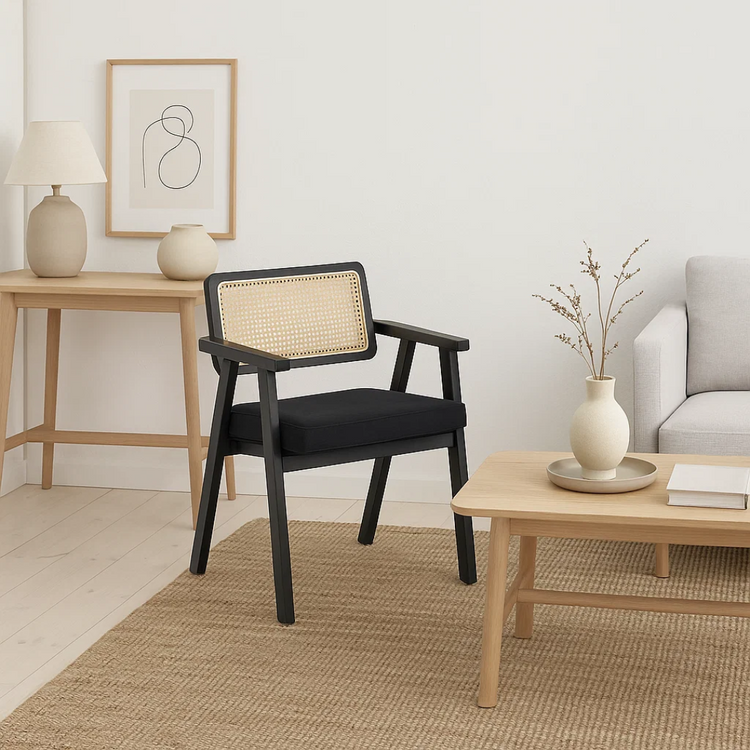 Pack 2 Butaca Sitial Capitol Acolchado de Rattan Negro