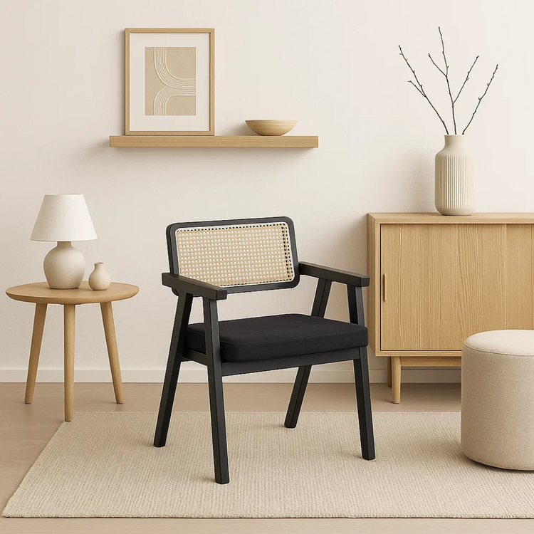 Pack 2 Butaca Sitial Capitol Acolchado de Rattan Negro