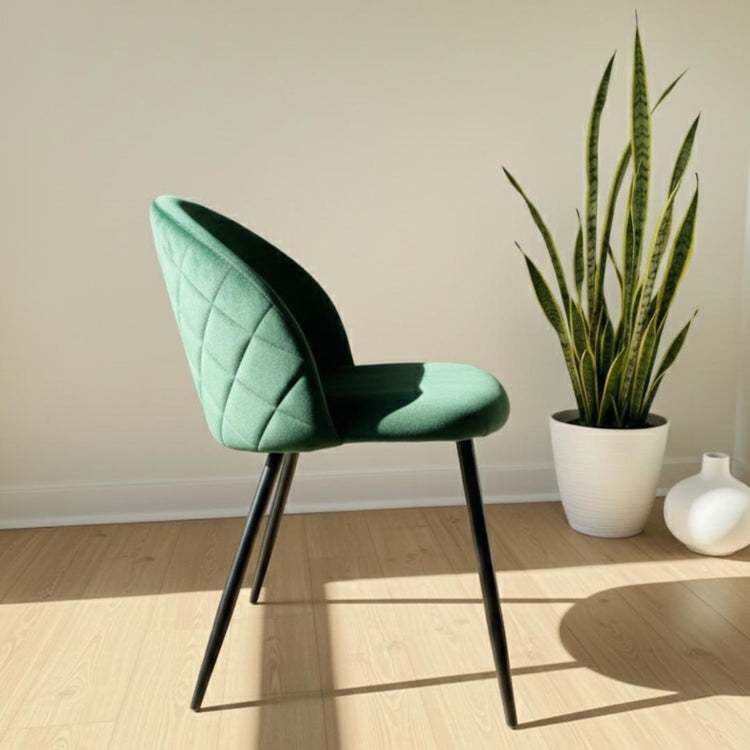 Silla Adela Verde Esmeralda | Metal Negro y Felpa