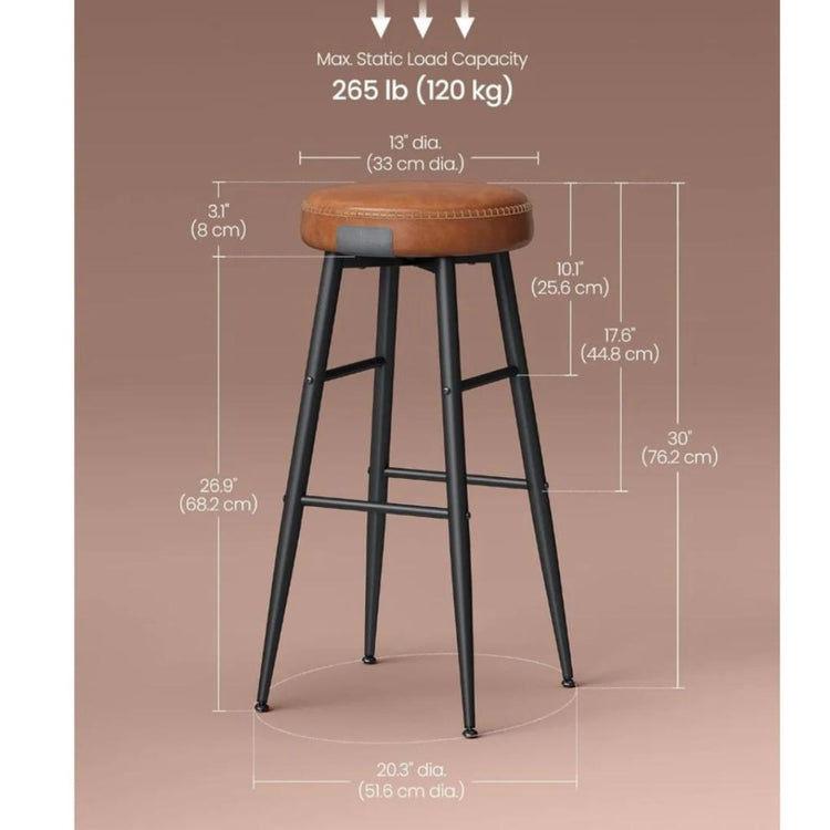 Pack 2 Taburetes Bar Brown 76cm | Ecocuero Café