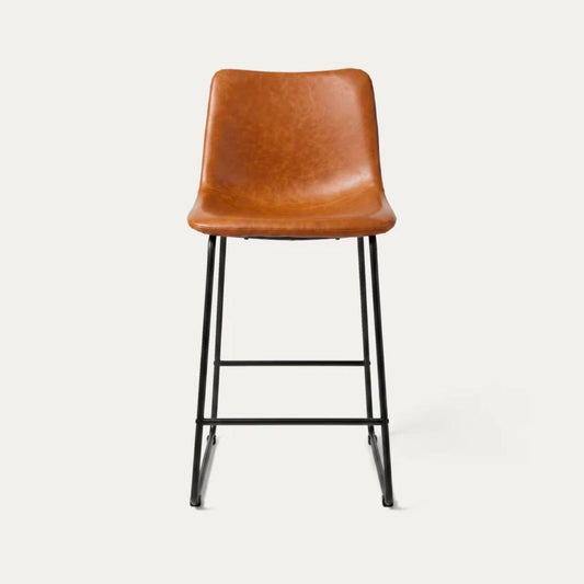 Taburete Toscana de 66cm | Cuero Sintético Camel y Base de Metal
