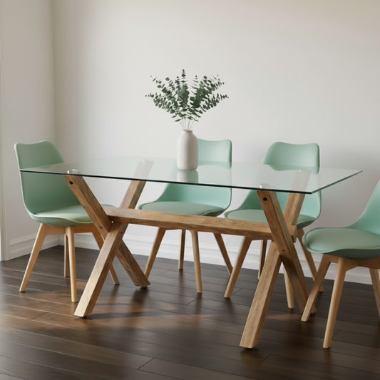 Comedor Mesa Xinia 130X80 + 4 Sillas Tulip Menta