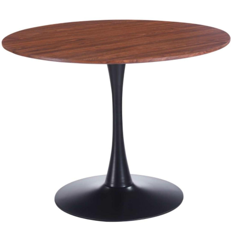 Mesa Redonda Tulip 120cm | Cubierta Efecto Madera Oscura