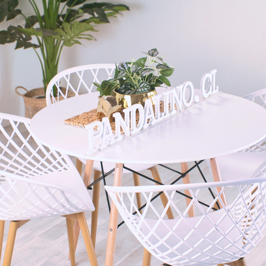 Comedor Mesa Estela 100cm Blanca + 4 Sillas Camper  Blanca