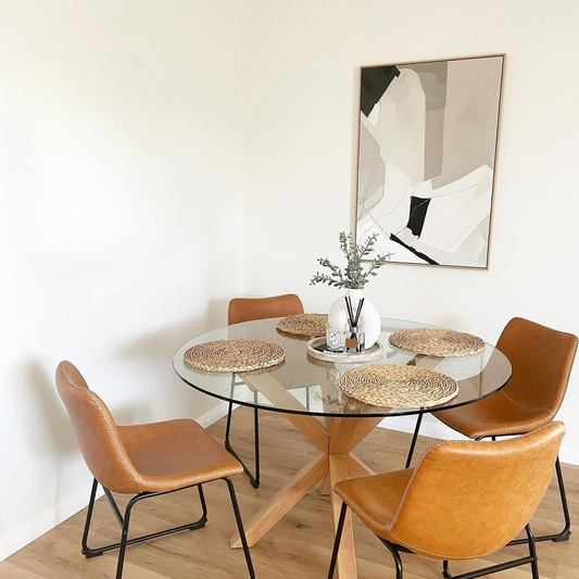 Comedor Mesa Redonda Equiz 100cm + 4 Sillas Toscana